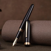 Hongdian 1841 Fountain Pen Extra Fine Nib Black Resin Classic Writing Instrument with Metal Pen Case